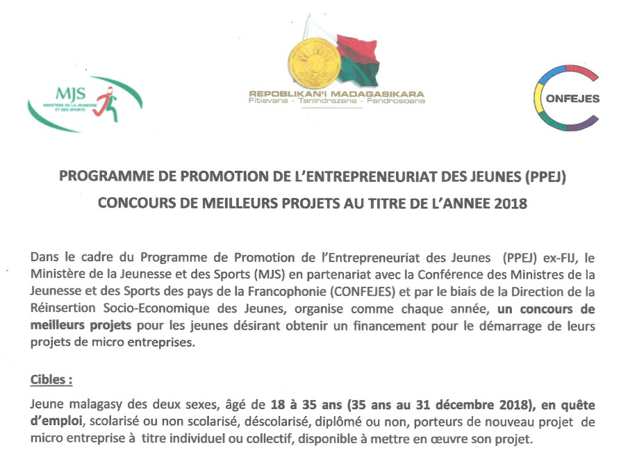 Appel à candidature du concours de projet MJS